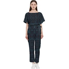 Geometric-art-003 Batwing Lightweight Chiffon Jumpsuit