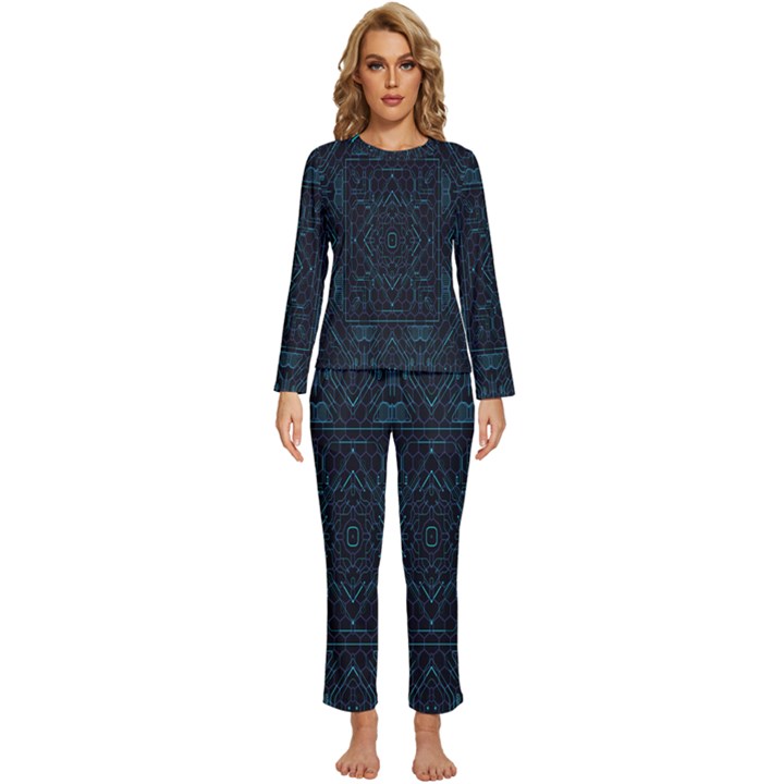 Geometric-art-003 Womens  Long Sleeve Lightweight Pajamas Set