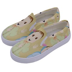 Happy 01 Kids  Canvas Slip Ons by nateshop