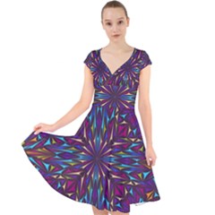 Kaleidoscope Cap Sleeve Front Wrap Midi Dress by nateshop