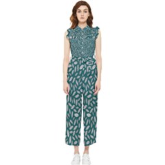 Leaves-012 Women s Frill Top Chiffon Jumpsuit by nateshop