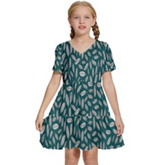 Leaves-012 Kids  Short Sleeve Tiered Mini Dress by nateshop