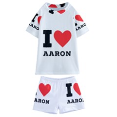 I Love Aaron Kids  Swim Tee And Shorts Set by ilovewhateva