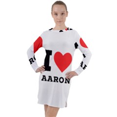 I Love Aaron Long Sleeve Hoodie Dress by ilovewhateva