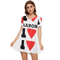 I Love Aaron Tiered Short Sleeve Babydoll Dress by ilovewhateva