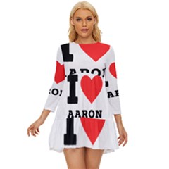 I Love Aaron Long Sleeve Babydoll Dress by ilovewhateva