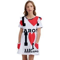 I Love Aaron Kids  Frilly Sleeves Pocket Dress by ilovewhateva