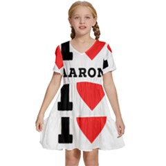 I Love Aaron Kids  Short Sleeve Tiered Mini Dress by ilovewhateva