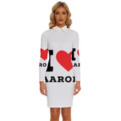 I Love Aaron Long Sleeve Shirt Collar Bodycon Dress by ilovewhateva