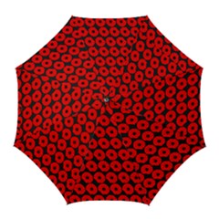 Charcoal And Red Peony Flower Pattern Golf Umbrellas by GardenOfOphir