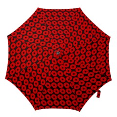 Charcoal And Red Peony Flower Pattern Hook Handle Umbrellas (large) by GardenOfOphir