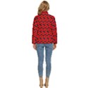 Charcoal And Red Peony Flower Pattern Women s Puffer Bubble Jacket Coat View4