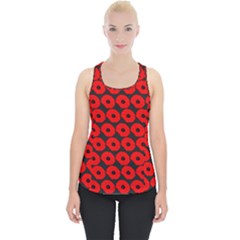 Charcoal And Red Peony Flower Pattern Piece Up Tank Top by GardenOfOphir