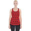 Charcoal And Red Peony Flower Pattern Piece Up Tank Top View1