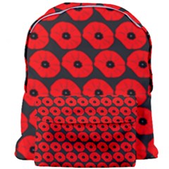 Charcoal And Red Peony Flower Pattern Giant Full Print Backpack by GardenOfOphir