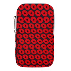 Charcoal And Red Peony Flower Pattern Waist Pouch (large) by GardenOfOphir