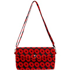 Charcoal And Red Peony Flower Pattern Removable Strap Clutch Bag by GardenOfOphir