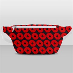 Charcoal And Red Peony Flower Pattern Waist Bag  by GardenOfOphir