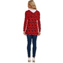 Charcoal And Red Peony Flower Pattern Long Sleeve Drawstring Hooded Top View4