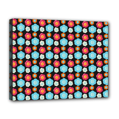 Colorful Floral Pattern Canvas 14  X 11  (stretched) by GardenOfOphir