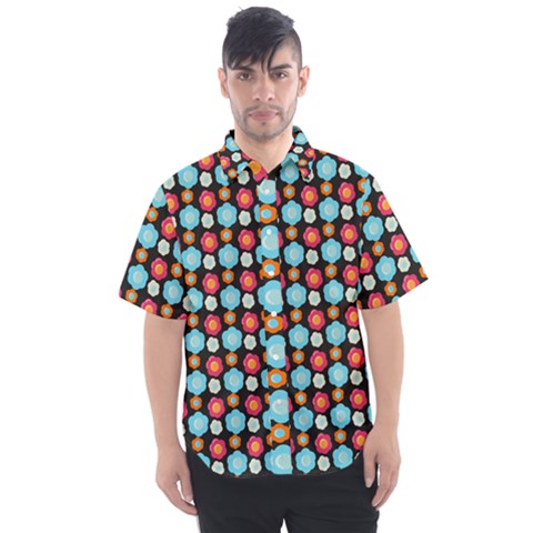 Colorful Floral Pattern Men s Short Sleeve Shirt by GardenOfOphir