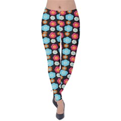 Colorful Floral Pattern Velvet Leggings by GardenOfOphir