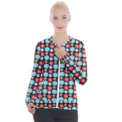 Colorful Floral Pattern Casual Zip Up Jacket by GardenOfOphir