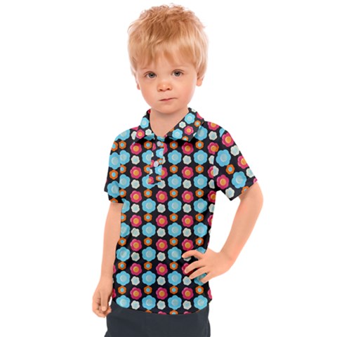 Colorful Floral Pattern Kids  Polo Tee by GardenOfOphir