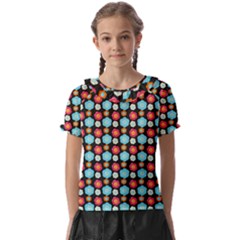 Colorful Floral Pattern Kids  Frill Chiffon Blouse by GardenOfOphir