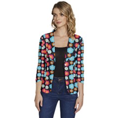 Colorful Floral Pattern Women s One-button 3/4 Sleeve Short Jacket by GardenOfOphir