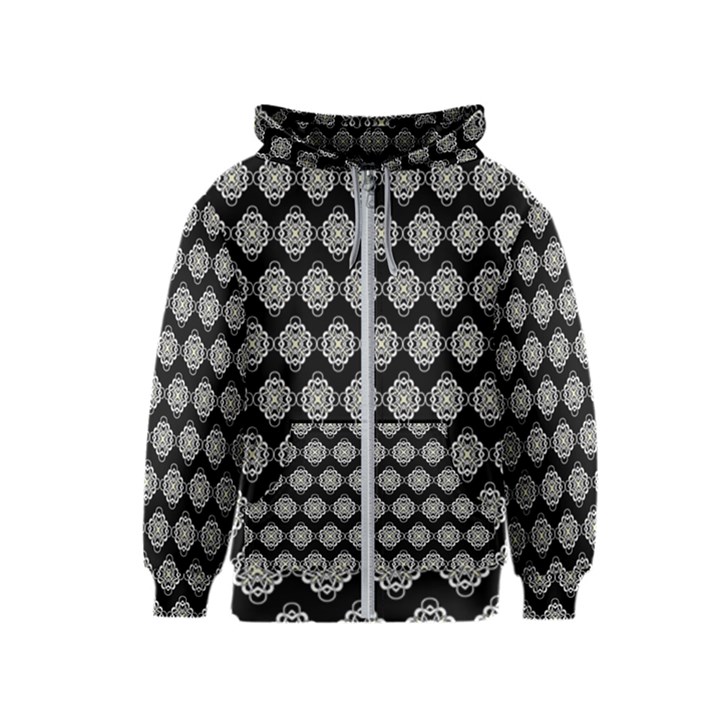 Abstract Knot Geometric Tile Pattern Kids  Zipper Hoodie