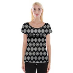 Abstract Knot Geometric Tile Pattern Cap Sleeve Top by GardenOfOphir