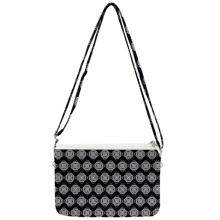 Abstract Knot Geometric Tile Pattern Double Gusset Crossbody Bag