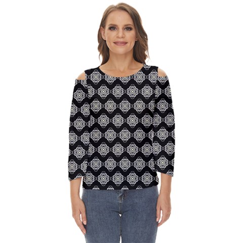 Abstract Knot Geometric Tile Pattern Cut Out Wide Sleeve Top by GardenOfOphir