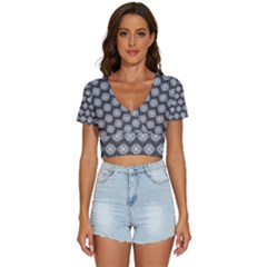 Abstract Knot Geometric Tile Pattern V-neck Crop Top by GardenOfOphir