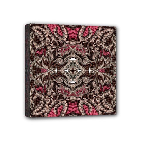 Pink Brown Liquify Repeats Iii Mini Canvas 4  X 4  (stretched) by kaleidomarblingart