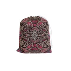 Pink Brown Liquify Repeats Iii Drawstring Pouch (medium) by kaleidomarblingart