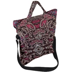 Pink Brown Liquify Repeats Iii Fold Over Handle Tote Bag by kaleidomarblingart