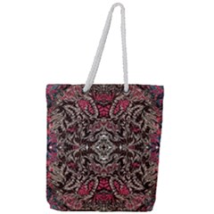 Pink Brown Liquify Repeats Iii Full Print Rope Handle Tote (large) by kaleidomarblingart