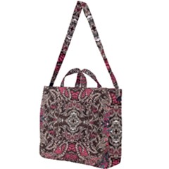 Pink Brown Liquify Repeats Iii Square Shoulder Tote Bag by kaleidomarblingart