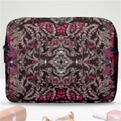 Pink Brown Liquify Repeats Iii Make Up Pouch (large) by kaleidomarblingart