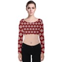 Abstract Knot Geometric Tile Pattern Velvet Long Sleeve Crop Top View1