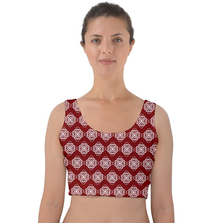 Abstract Knot Geometric Tile Pattern Velvet Crop Top