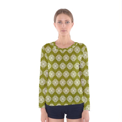 Abstract Knot Geometric Tile Pattern Women s Long Sleeve Tee by GardenOfOphir