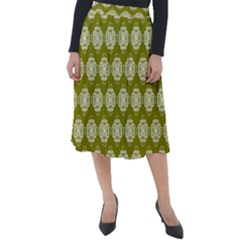 Abstract Knot Geometric Tile Pattern Classic Velour Midi Skirt  by GardenOfOphir