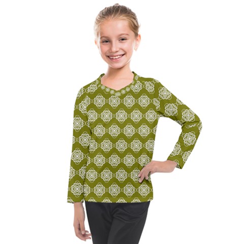 Abstract Knot Geometric Tile Pattern Kids  Long Mesh Tee by GardenOfOphir