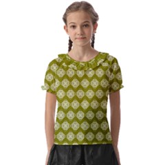 Abstract Knot Geometric Tile Pattern Kids  Frill Chiffon Blouse by GardenOfOphir