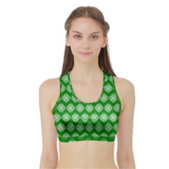 Abstract Knot Geometric Tile Pattern Sports Bra With Border by GardenOfOphir