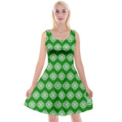 Abstract Knot Geometric Tile Pattern Reversible Velvet Sleeveless Dress