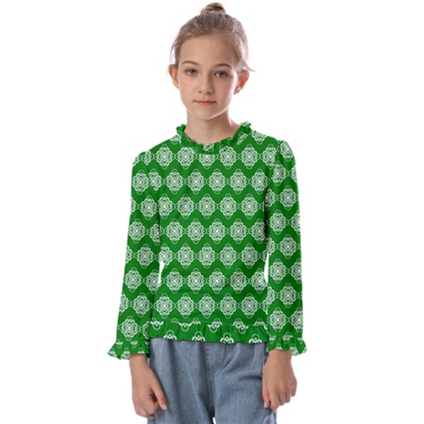 Abstract Knot Geometric Tile Pattern Kids  Frill Detail Tee by GardenOfOphir